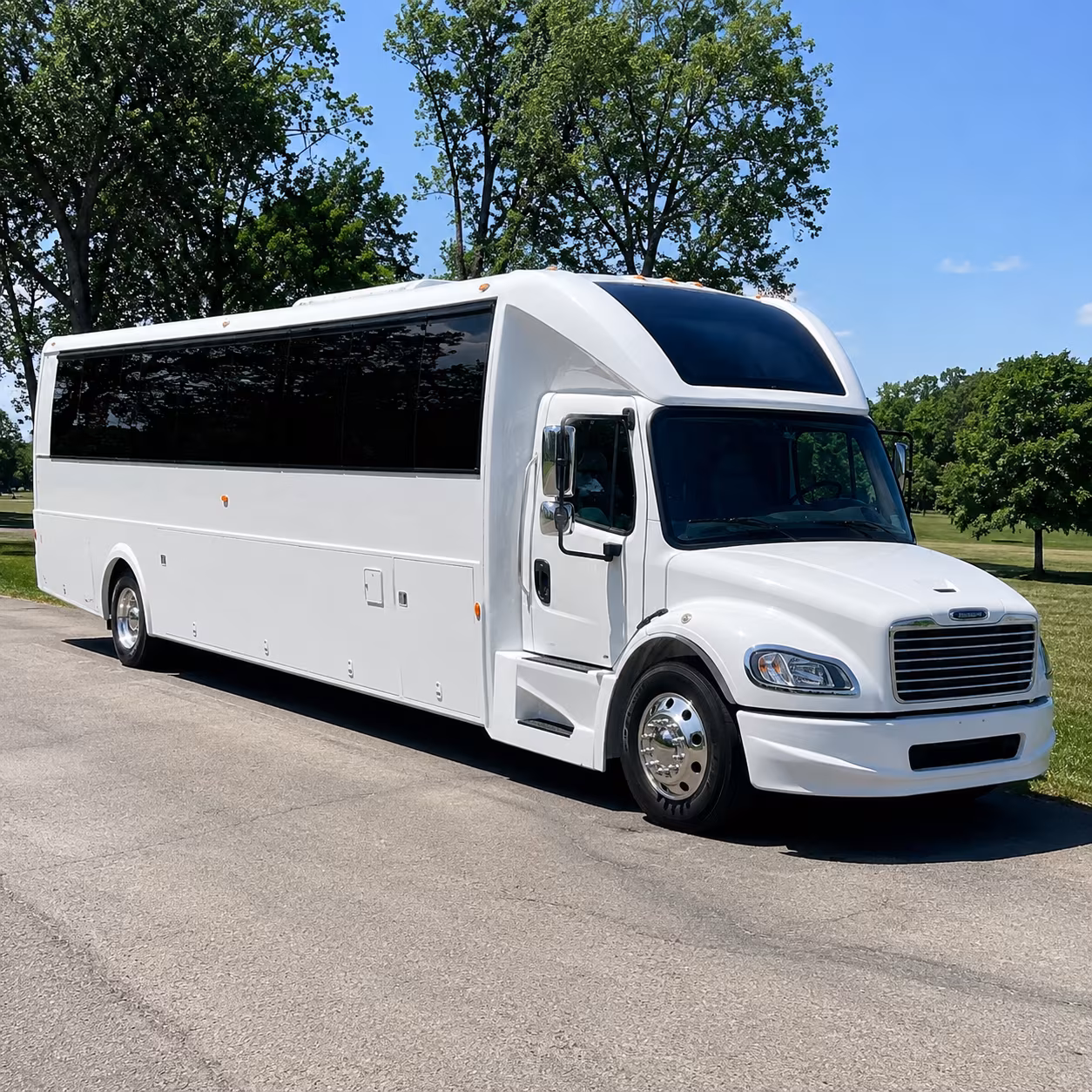 Wedding guests seated inside a party bus serving Columbus