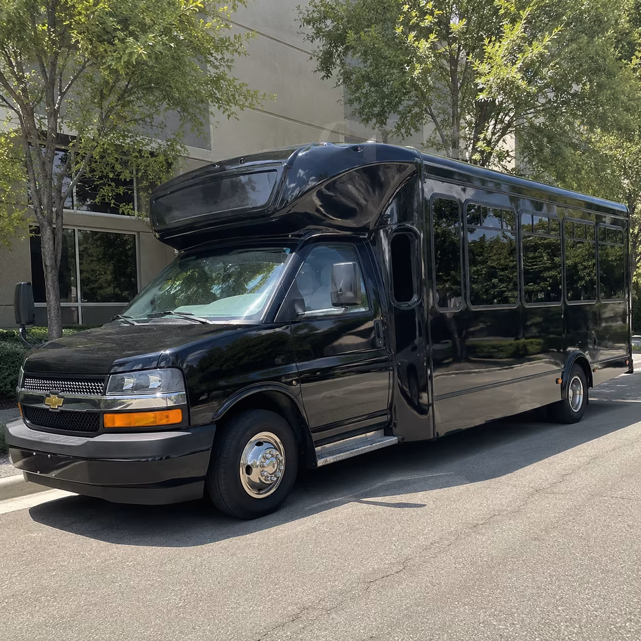 Columbus Birthday, Sweet 16, & Quinceañera Transportation party bus exterior